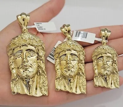 Real 10k Gold Pendant Jesus Head Charm 10kt Yellow Gold For Men's Different Size • $518.94