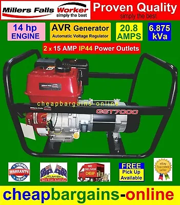 6.87kVa GENERATOR 14hp PETROL GENERATOR 5.5kW GENERATOR 2 X 15 AMP POWER OUTLETS • $858.99