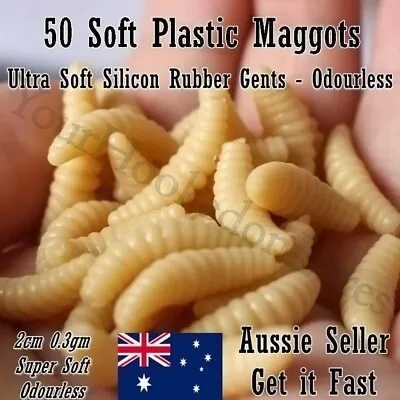 $7.45 • Buy Soft Rubber Maggot Grub Gent Fishing Bait Maggots Lure Fish Baits Lures 50/100pc
