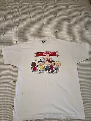 VTG MetLife Peanuts T-Shirt 1990s Screen Stars Made In The USA Single Stitched L • $29.99