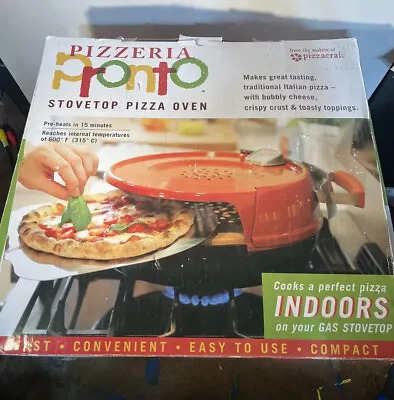 Pizzeria Pronto Stovetop Pizza Oven Indoors Gas Stove Only PC0601 Pizza Stone • $35.97