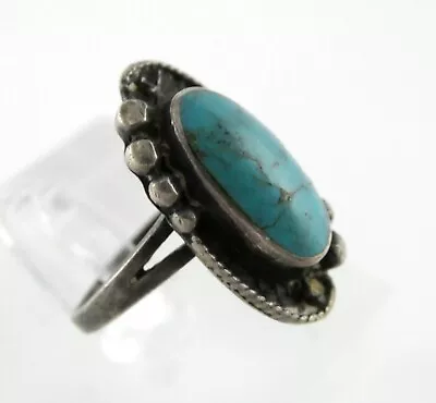 Vintage Southwestern Sterling Silver Turquoise Ring 925 Size 5 Weighs 3.6g • $34.20