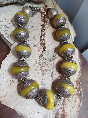 Stunning MASHA ARCHER Silver Egg Yolk BEAD Beaded COLLAR NECKLACE  • $999