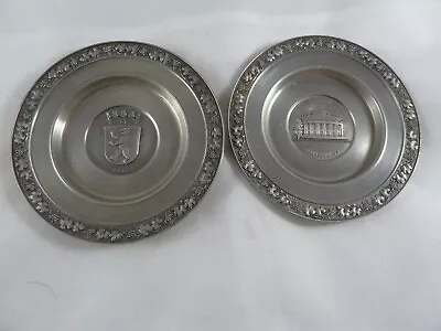 2 Vintage  Miniature Plates 95% Pewter Great Detail 4   Stuttgard And Berlin • $12.88
