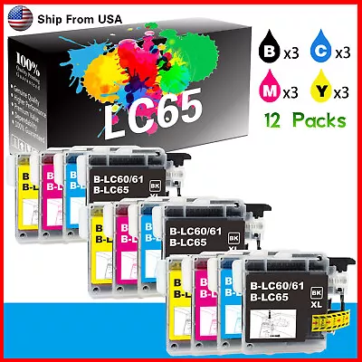 12PK LC65 Ink Cartridge LC65BK For MFC-6490CW MFC-6890CDW 790CW Printer (BCMY) • $12.99
