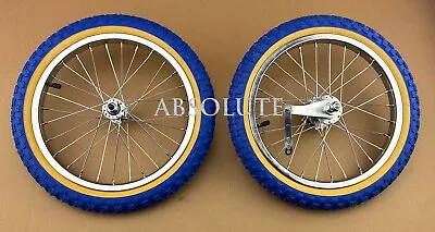 16  Chrome Heavyduty 28 Spoke Bike Wheel Set W/blue Gum 2.125 Bmx Comp Iii Tires • $182.95