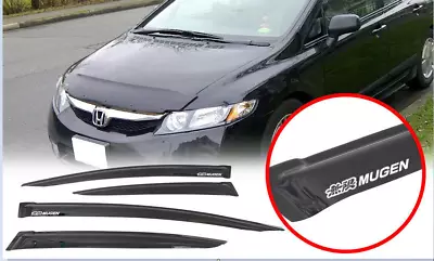 Fit 12-15 Honda Civic 4DR Sedan Mugen Style Window Visor Guard Vent W/ Sticker • $39.09