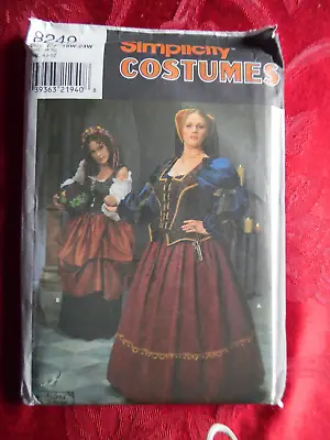 Simplicity 8249 Renaissance Medieval Dress Costume Pattern Size 18-24 Uncut FF • $10.50