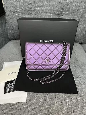 CHANEL Iridescent Purple Wallet On Chain WOC • $3899