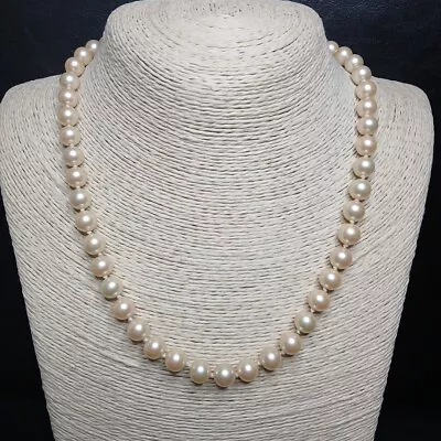 Vintage Signed LES BERNARD Necklace Individually Knoted Faux Pearl. 10987 • $23.99