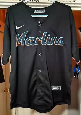 Miami Marlins Sandy Alcantara Black Mens Large Nike Stitched MLB Replica Jersey • $70