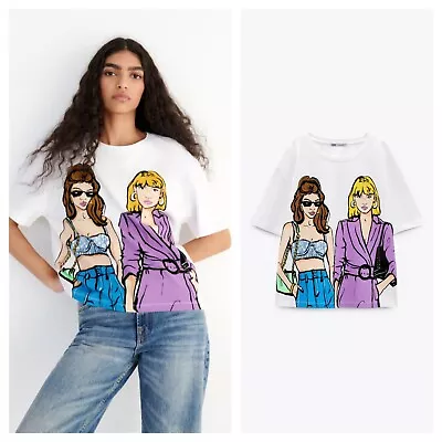 $22.90 • Buy Zara Woman Nwt T-shirt Print With Girls 1131/320 Graphic