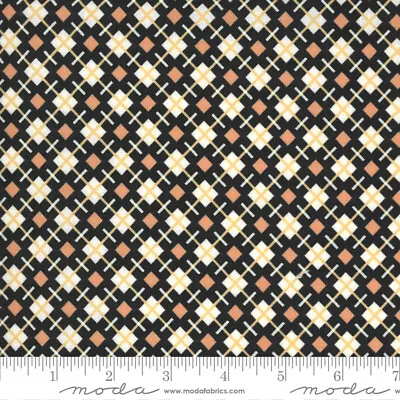 KITTY CORN Midnight Diagonal Black Moda Quilt Fabric #31174-17 Sold By 1/2 Yd • $5.25