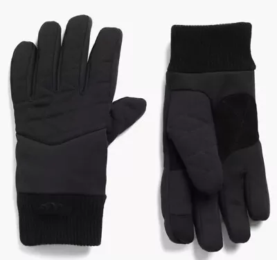 New $95 Men UGG Quilted Knit Cuff Gloves Black Water Resistant Lined L/ XL • $39.95