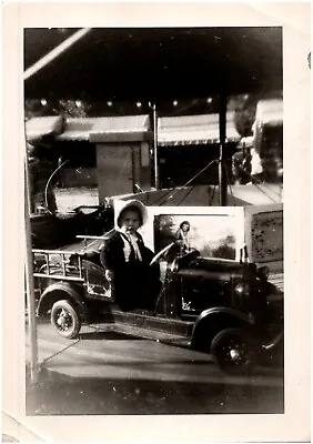 Little Girl On Firetruck Ride At 4-H Fair Coldwater Michigan 1946 Vintage Photo • $19.99
