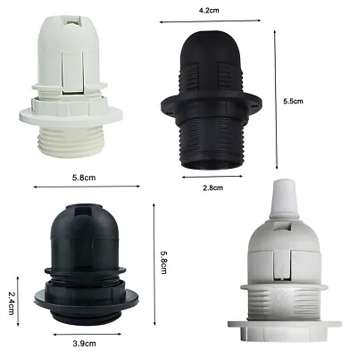 Black Or White Light Adapter E27 E14 Lamp Bulb Holder Small Edison Screw Plastic • £4.89