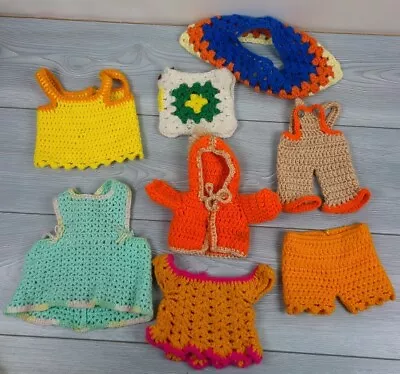 Lot Of Vintage Crochet Doll Clothes 8 Pieces Jacket Dress Shirt • $19.95