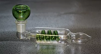 $14.95 • Buy 5  GREEN GLASS COIL TUBE Tobacco Smoking Glass Pipe 14mm Slide Bowl Glass Pipes