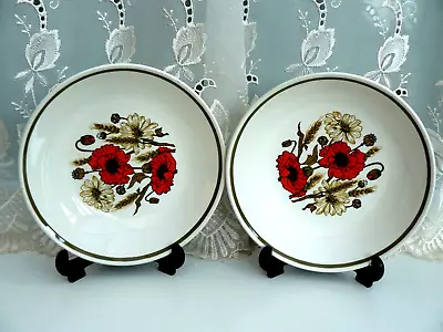 £6 • Buy Pair J & G Meakin Wide Cereal/soup Bowls ** Poppies **