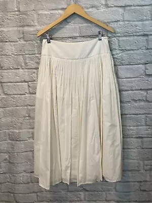 Luisa Spagnoli Italy Women's 100% Cotton Pleated Midi Skirt Sz 44/M • $44.99