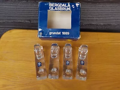 Vtg Bergdala Glasbruck Grundat 1889 Sweden 4 Hand Held Candle Holder Set W/Box • $12