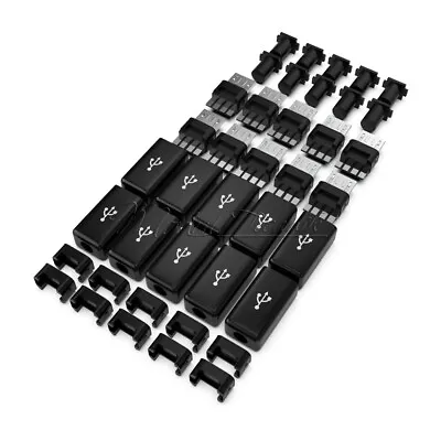 5PCS Black Micro USB Male Plug Connectors Kit With Covers DIY • $1.08