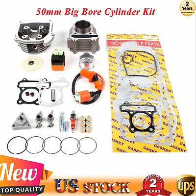 50mm Big Bore Cylinder Kit With Assembled Head 100cc Scooter Moped (1P)39QMB • $61.75