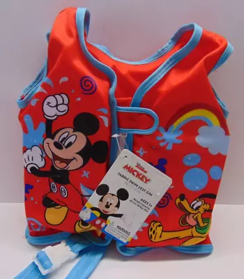 NWT DISNEY MICKEY MOUSE RED FABRIC SWIM VEST 1yr UP TO 40lbs • $15