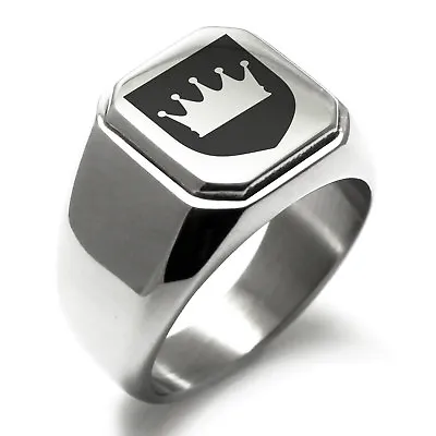 Stainless Steel Royal Coat Of Arms Shield Mens Square Biker Style Signet Ring • $15