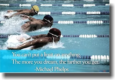 NEW MOTIVATIONAL POSTER - The More You Dream - Michael Phelps Quote • $9.99