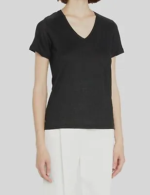 $138 Majestic Filatures Woman Black Linen Short Sleeve T-Shirt Top Size 2/S • $38.78
