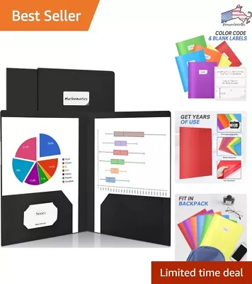 2-Pocket Heavy Duty Plastic Folders - 3 Pack - Letter Size Poly File Folders • $9.47