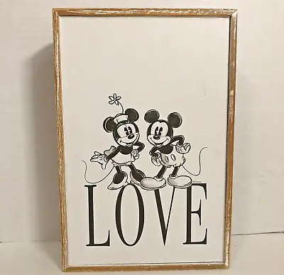 Disney - Mickey Mouse & Minnie Mouse  Love  Picture - Wood Framed Wall Art Sign • $9.95