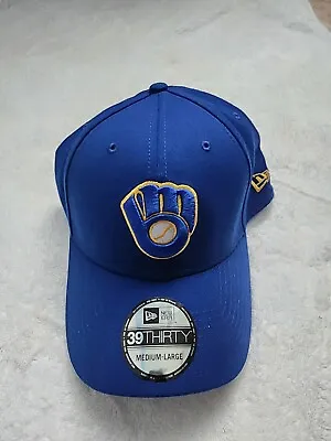New Era 39Thirty Milwaukee Brewers Blue Team Classic Flex Fit Hat Cap Size M/L • $23