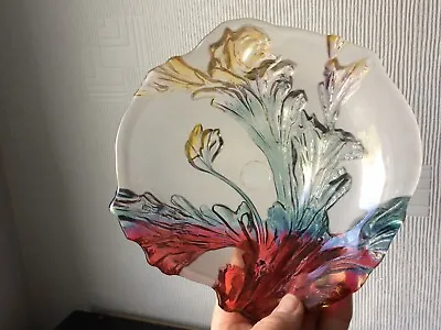 Germany Walther Glas 3D Bowl Glass Floral Pattern Thick Dish Bowl Scalloped Edge • £10