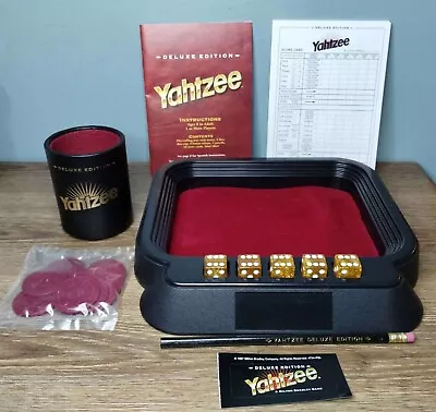 1997 Milton Bradley Deluxe Edition YAHTZEE Dice Game Felt Dice Rolling Tray Cup • $34.95