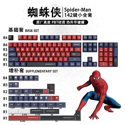 Marvel Spider-Man PBT CHERRY Keycaps 142 Keys For Mechanical Keyboard MX Set  • $72.95