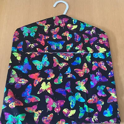 Handmade Peg Bag. Black Cotton Fabric With Multicoloured Butterflies. 13.5”x12” • £7.50