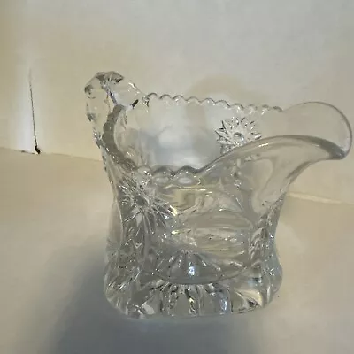 Vintage Crystal Clear Cut Glass Milk Creamer Pitcher • $18.34