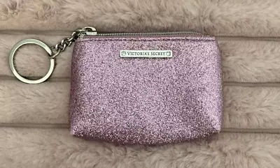 Victoria’s Secret Pink Glitter Zip Coin Purse Pink Keychain Wristlet Wallet • $6