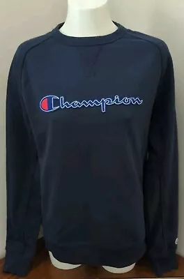 Champion Sweatshirt Crew Neck Sports Jumper Navy Blue Mens Size Large L Vintage  • £15