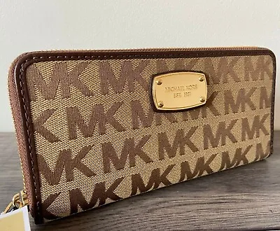 Michael Kors Monogram Continental Zip Around Purse Wallet Bnwt • $135.80