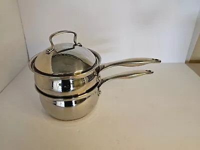 Belgique 2qt Sauce Pan & Lid WITH Pot Steamer Insert Stainless Steel With Handle • $59.99