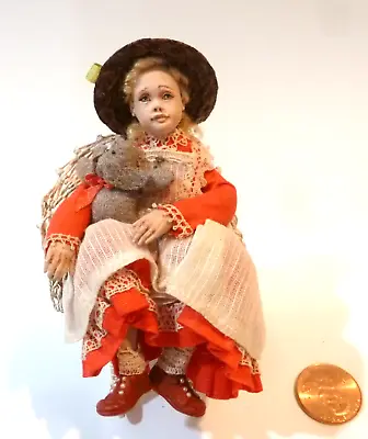 Marcia Backstrom Dollhouse Miniature Little Girl Doll In Wicker Rocking Chair • $495