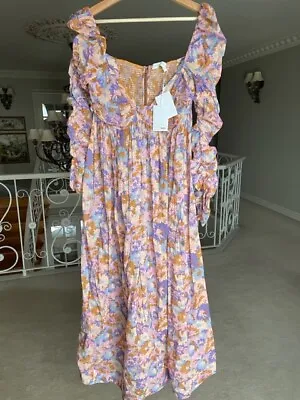 $299 • Buy Bnwt $750.00 Zimmermann Violet Twist Front Midi Dress Size 3 Aud14 Us10