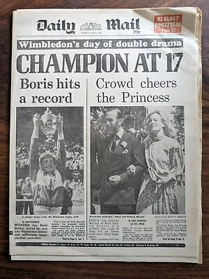 Daily Mail Boris Becker Wimbledon 8 July 1985 • £5