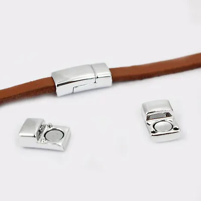 £3.83 • Buy 5Sets Matte Silver Magnetic Clasp For 6*3mm Flat Leather Bracelet Making