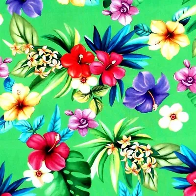 Michael Miller LETS GET TROPICAL - ALOHA Fabric - Green • £9.50