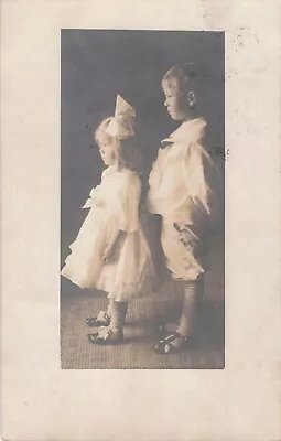 Bob & Dorothy Gandhart's (sp?) Boy & Girl In White Vintage Photo Postcard 1909 • $9