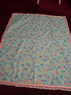 CARS BOATS AIRPLANES   Blue Blanket Crib Quilt 34 X 41   Bedding Handmade New • $15